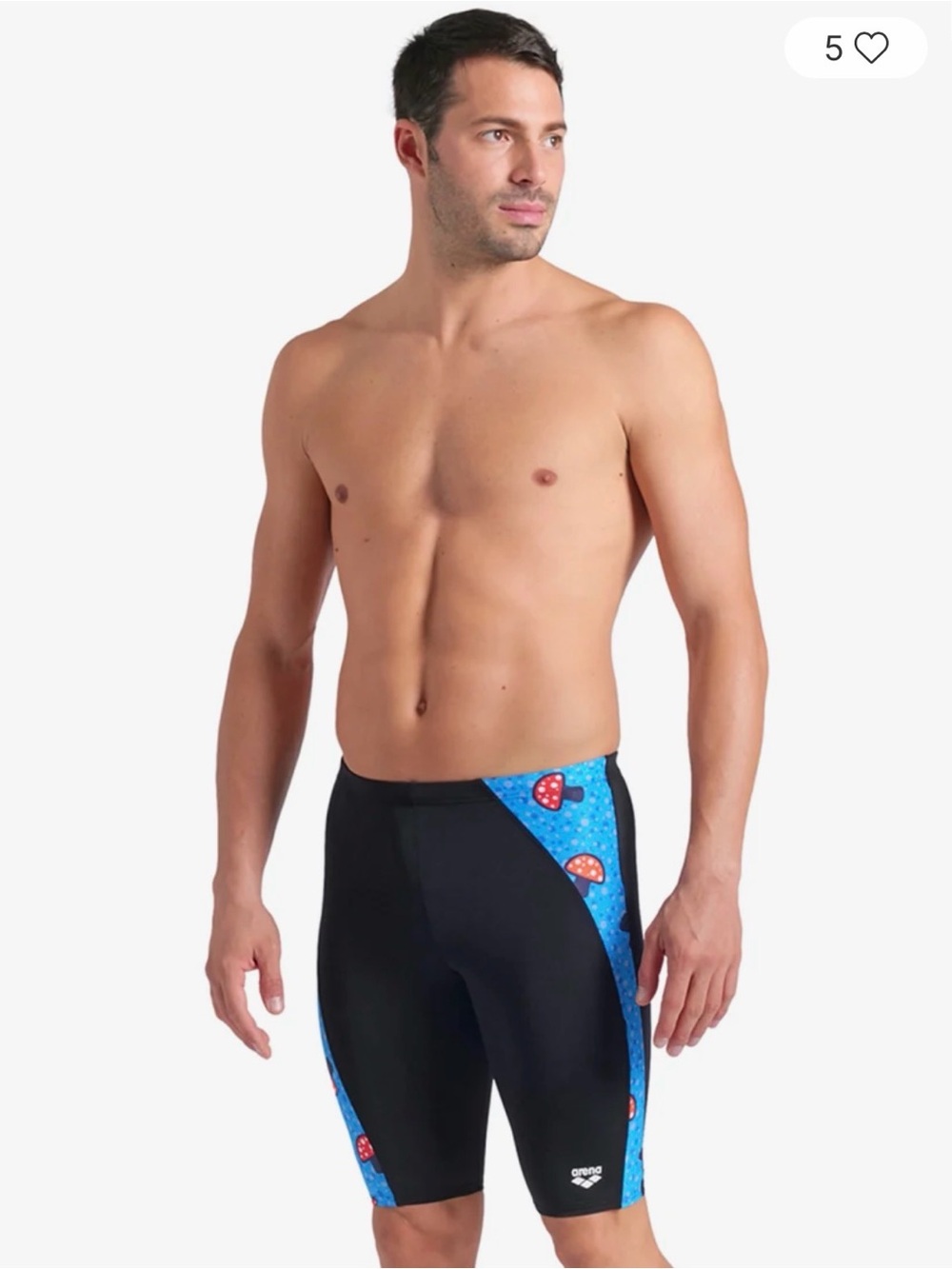 Arena Black Mushroom-Print Jammer Swim Shorts size 22 youth (~14-16T)